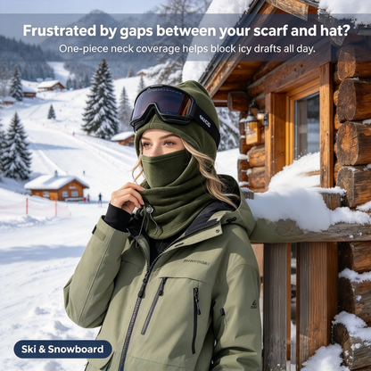 2-piece integrated flannel warm face mask and hat, windproof and warm for outdoor cycling, autumn and winter style, warm hat with neck visor.