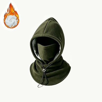 2-piece integrated flannel warm face mask and hat, windproof and warm for outdoor cycling, autumn and winter style, warm hat with neck visor.