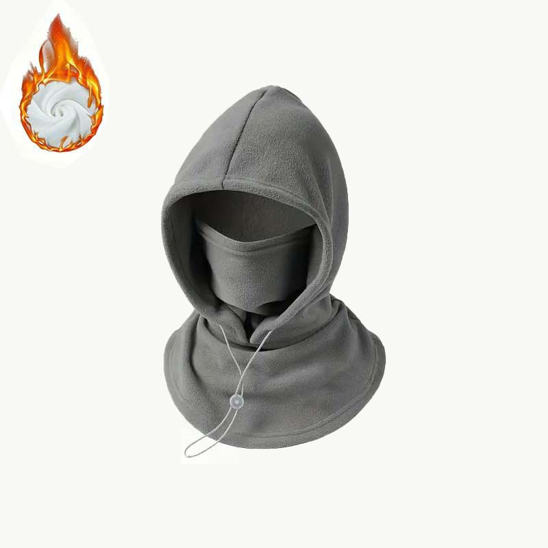 2-piece integrated flannel warm face mask and hat, windproof and warm for outdoor cycling, autumn and winter style, warm hat with neck visor.