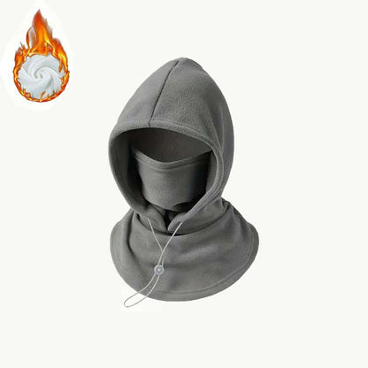 2-piece integrated flannel warm face mask and hat, windproof and warm for outdoor cycling, autumn and winter style, warm hat with neck visor.